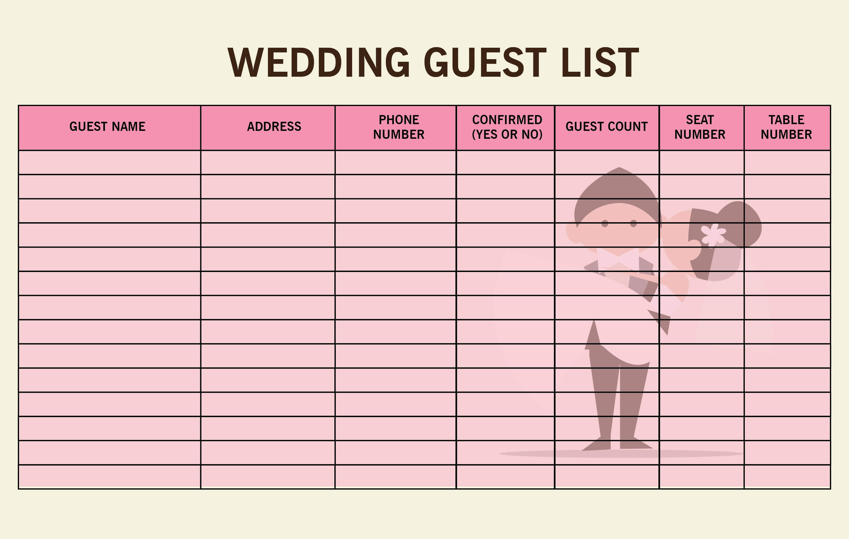 wedding planner template guest list